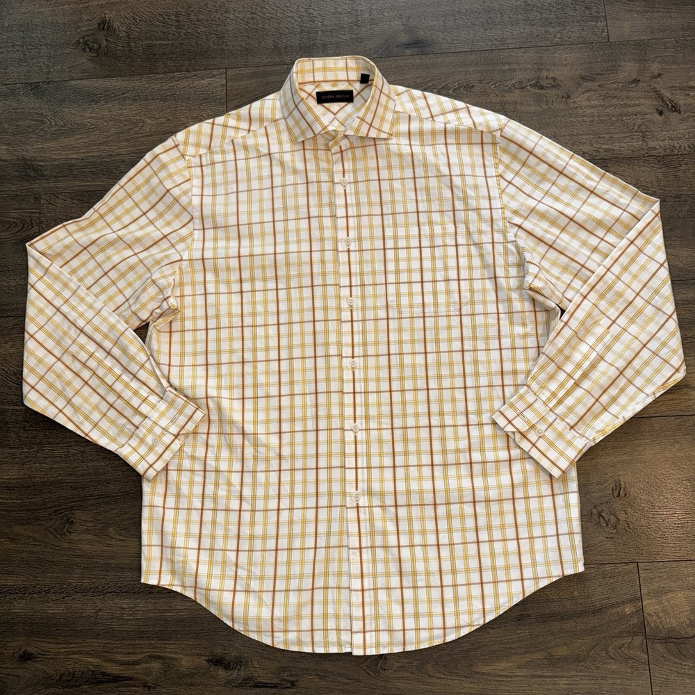 Joseph Abboud Mens L Button Up Shirt Multicolor Check Plaid Formal Work‎
